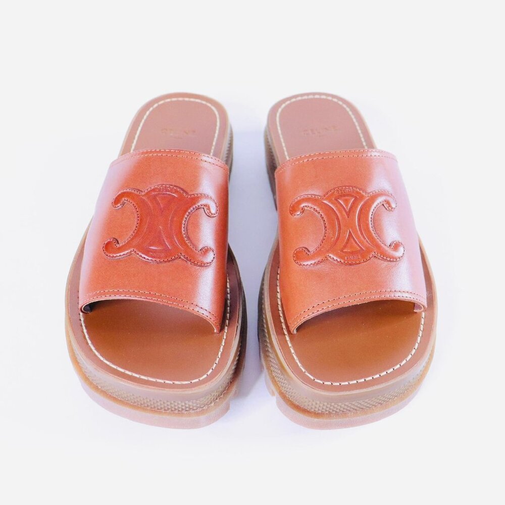 AUTHENTIC CELINE TRIOMPHE LEATHER SANDALS
